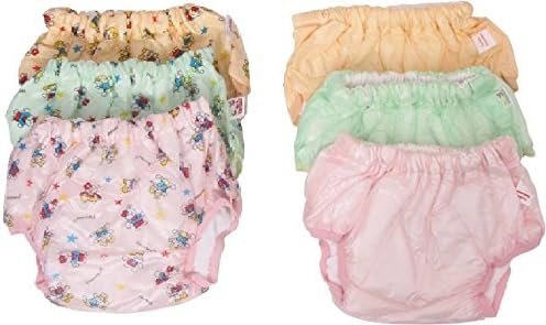Vadmans Baby Nappy Training Pants Plain & Printed, Inner Cloth & Outer Plastic, Reusable Pack of 6 (Multi Color) (Small)