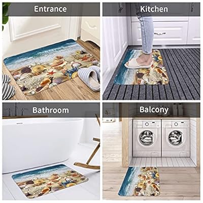 Beach Bathroom Rug Seashell Bath Mat Non Slip Soft Comfortable Water Absorption Doormat 24x16 Inch 51gBgje8s7S