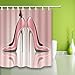 NYMB Fashion Lady Shower Curtain, Pink High Heeled Shoes and Butterfly Shower Curtain, Waterproof Fabric Girl Bathroom Decorations, Bath Curtains 12PCS Hooks Included, 69X70 inches