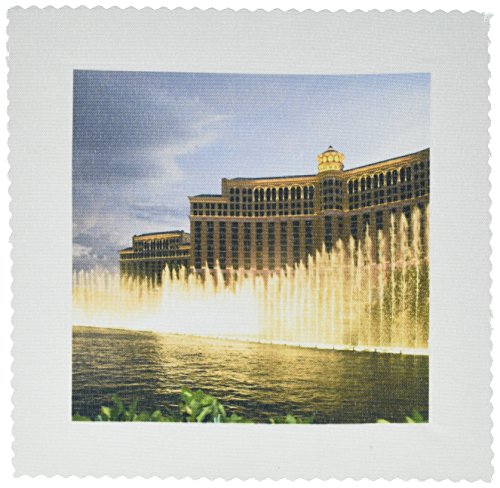 3dRose qs_92220_3 Fountain in Front of a Las Vegas Hotel, Nevada - US29 IST0002 - Inti St. Clair - Quilt Square, 8 by 8-Inch