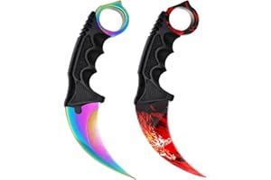ZLIXING 2 Pieces Karambit Knife Trainer Dull Fixed Blade Practice Training Hunting Knives with Sheath Cool Stuff Gadgets Men Gifts Idea for Csgo