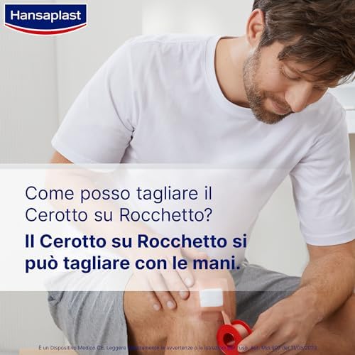 Hansaplast CLASSIC Cerotto su Rocchetto, Cerotto rotolo per il fissaggio di bende e compresse, Per medicazione in tessuto, 1 Confezione da 5m x 2.5 cm