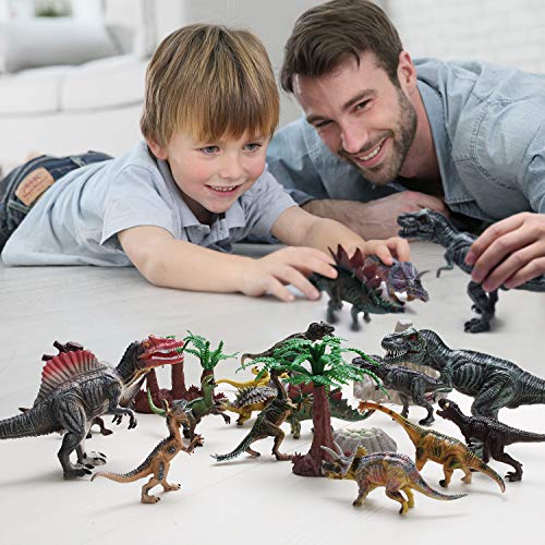 Hely Cancy 20 Pcs Realistic Dinosaur Action Figures with Movable Jaws, Educational Dinosaur Toys Playset for Kids - Thumbnail 3