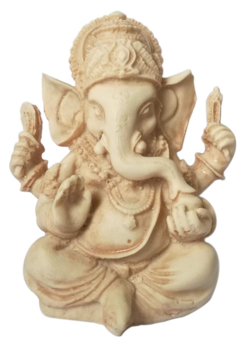 Eurofusioni Ganesh Idol Lucky Charm Talisman Figurine - Ganesha, the Hindu Elephant God, remover of obstacles, and the Lord of Success. Small hand painted resin statue - H 3.54 in