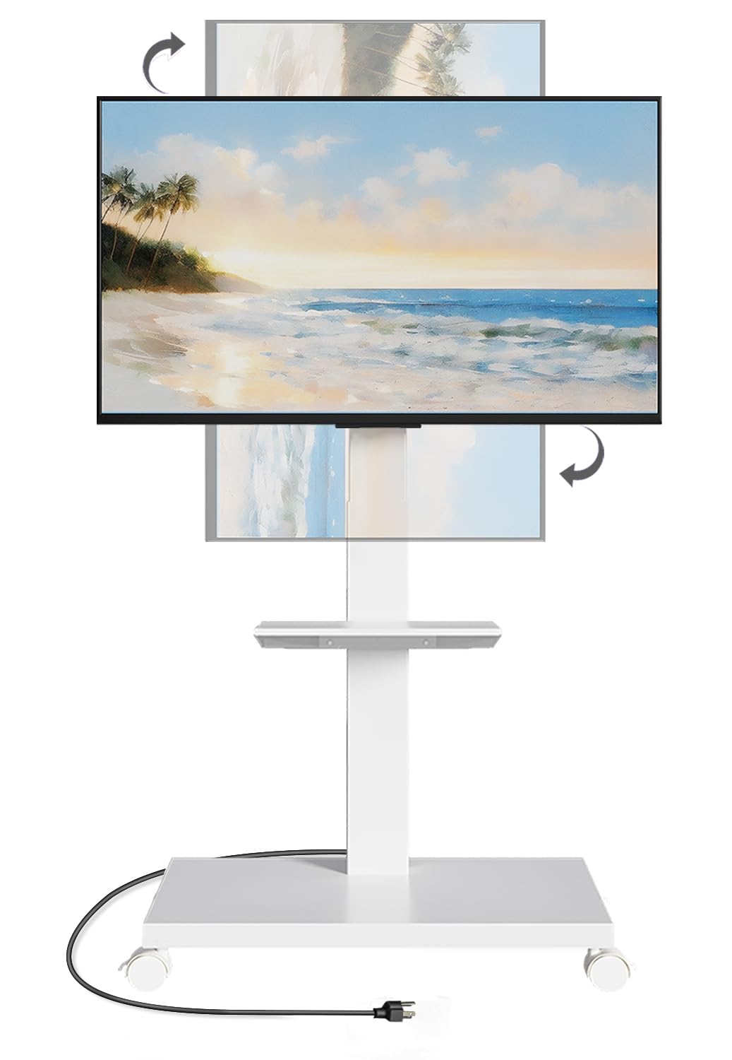 Photo 1 of Neothm Mobile TV Stand with Power Outlet, Tilting & Swivel Rolling TV Cart for 32-75 Inch TVs, Height Adjustable Portable TV Stand with Shelf, Portrait/Landscape, 88 lbs Capacity, Max VESA 600x400mm