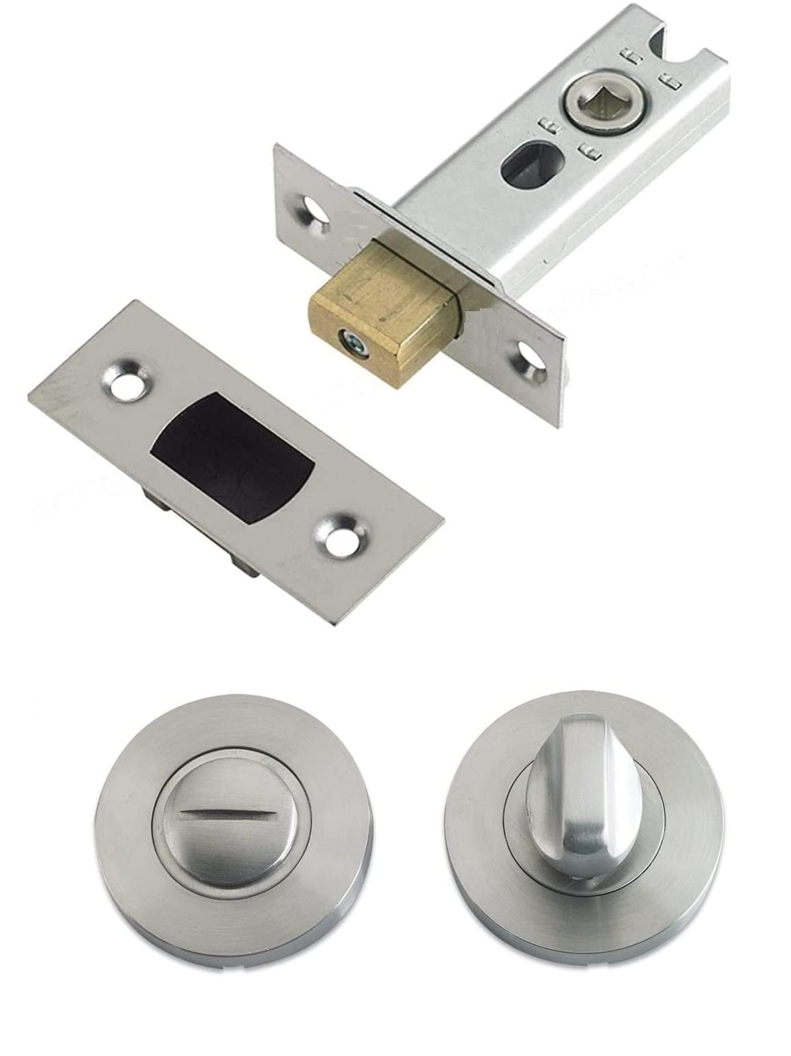 IRONZONE® Bathroom Toilet Door Mortice Tubular Deadbolt 64mm with Turn and Release Satin Stainless Steel, for Internal use on a Bathroom Door, Added Protection and Privacy
