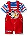 Disney Baby Boys' 2 Piece Mickey Mouse Shortall Set, Red, 3/6m