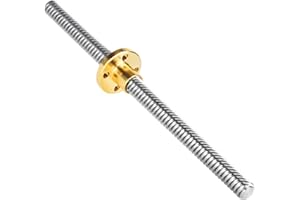 CNCMANS 600mm 8mm Lead Screw Rod with T8 Brass Nut T8 Stainless Steel Lead Screw for CNC Machine Z Axis (Pitch 2mm Lead 8mm Length 600mm)