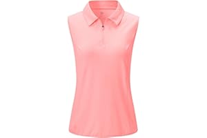YSENTO Women's Sleeveless Golf Shirts Tops Clothes Collared 1/4 Zip Quick Dry Tennis Polo Shirts Apparel
