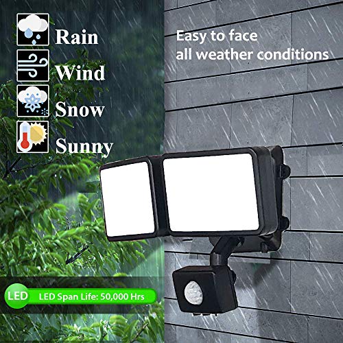 LED Security Lights Motion Sensor Outdoor Adjustable Flood Light 20W (200W Incandescent Equivalent) ,6000K ,IP65 Waterproof,Sensitivity/Wide Angle Illumination, 3 Modes ETL Certified, Exterio