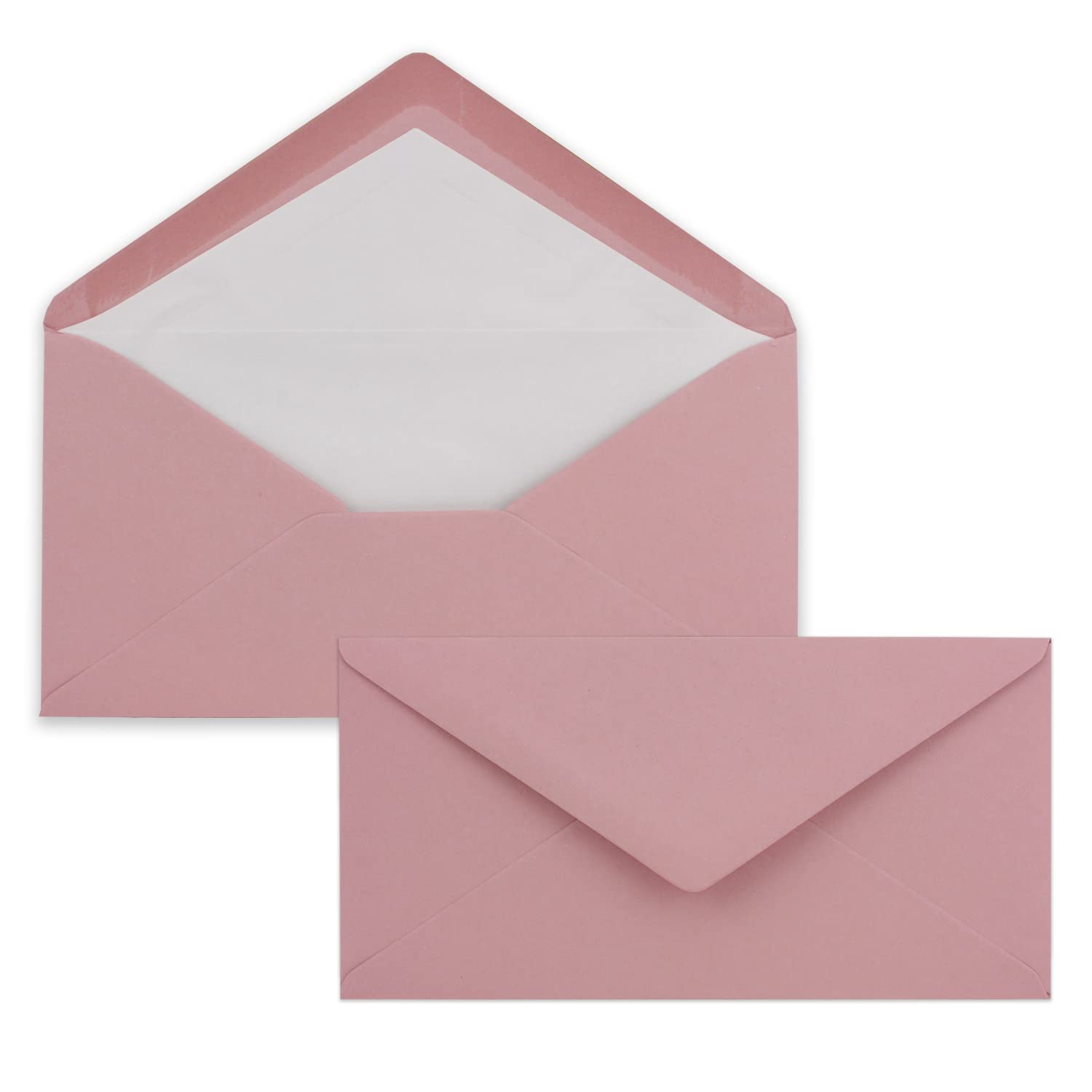 50 x DIN long envelopes - old pink with white silk lining - 11x22 cm - 110 g m² - ideal for invitations, Christmas cards, greeting cards from The series Farbenfroh