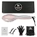 Hair Straightening Brush, SwanMyst Ceramic Ionic Hair Straightener Brush Iron with Water-proof Travel Pouch, Auto Temperature Lock and Auto Shut-off Function, Dual Voltage, Rose Gold