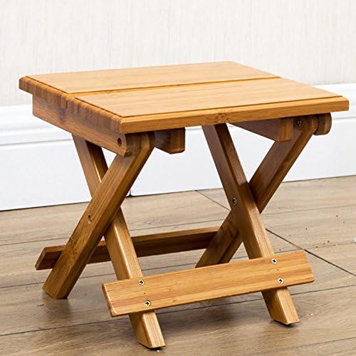 SFZMRYLSY Folding wooden stool Bamboo Small square stool Portable Mazar Footstool Baby stool Old man Child Living room Train Outdoor Fishing chair Foldable Low carbon environmental protection Carbonized color