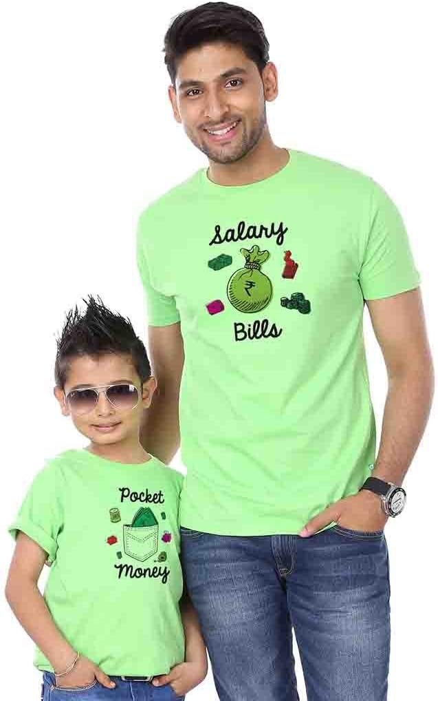 BonOrganik Bright Green Salary/Pocket Money Father Son Tees
