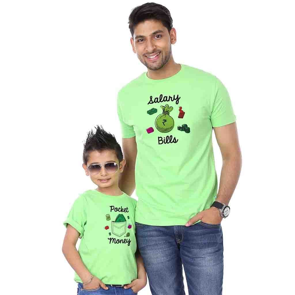 BonOrganik Bright Green Salary/Pocket Money Father Son Tees