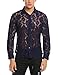 Coofandy Mens See Through Sexy Lace Mesh Long Sleeve Slim Fit Shirt,Blue,Medium