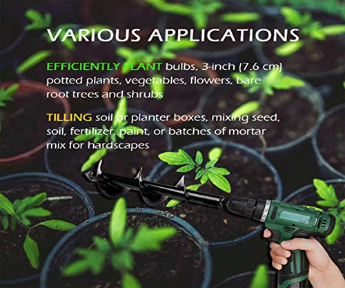 zosenda Garden Spiral Drill Bit, 3.1" x 9.8" Electric Cordless Replacement Planter Garden Auger Digger Drill Bit, Time Saving Hole Auger Digging Tool for Planting Trees Shrubs Deep Cultivating