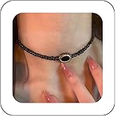 Xduargs Boho Onyx Bead Choker Necklace Black Onyx Beads Necklace Vintage Oval Onyx Necklace Adjustable Beaded Strand Collar Necklace Jewelry for Women