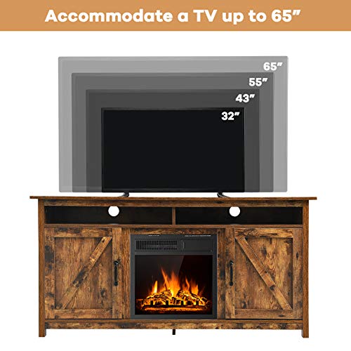 Tangkula Industrial Fireplace TV Stand for TVs Up to 65 Inches