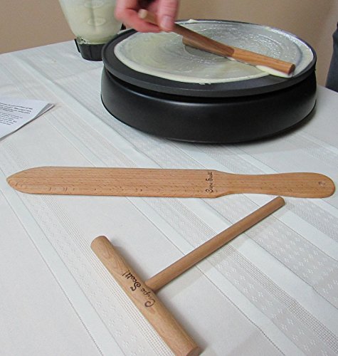 Crepe Maker Kit. 3 Piece Set Includes Crepes Spreaders,One 5 and One 7 inch, and One Crepe Turner, and Recipe Card. Made of Beechwood, Pre-Seasoned with Mineral Oil. By Crepe Scott