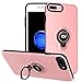 iPhone 8 Plus Case, iPhone 7 Plus Case with Ring Holder Kickstand, 360°Adjustable Ring Grip Stand Work with Magnetic Car Mount Anti-Fingerprint Slim Cover for Apple iPhone 8P 5.5 inch - Pink
