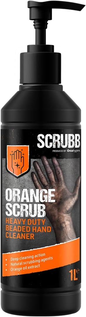 SCRUBB Orange Heavy Duty Beaded Hand Cleaner 1L Pump Top