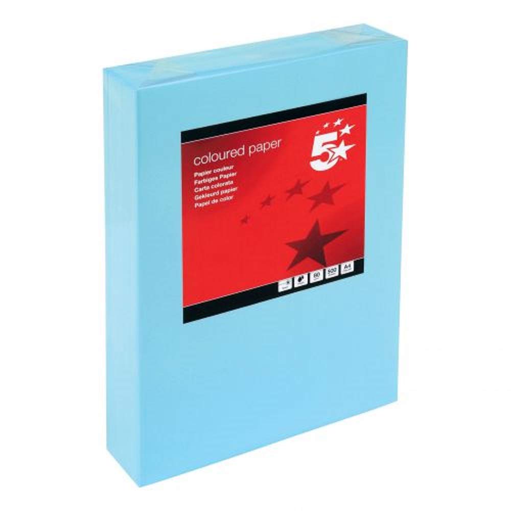 5 Star Coloured Copier Paper Multifunctional Ream-Wrapped 80gsm A4 Medium Blue [500 Sheets]