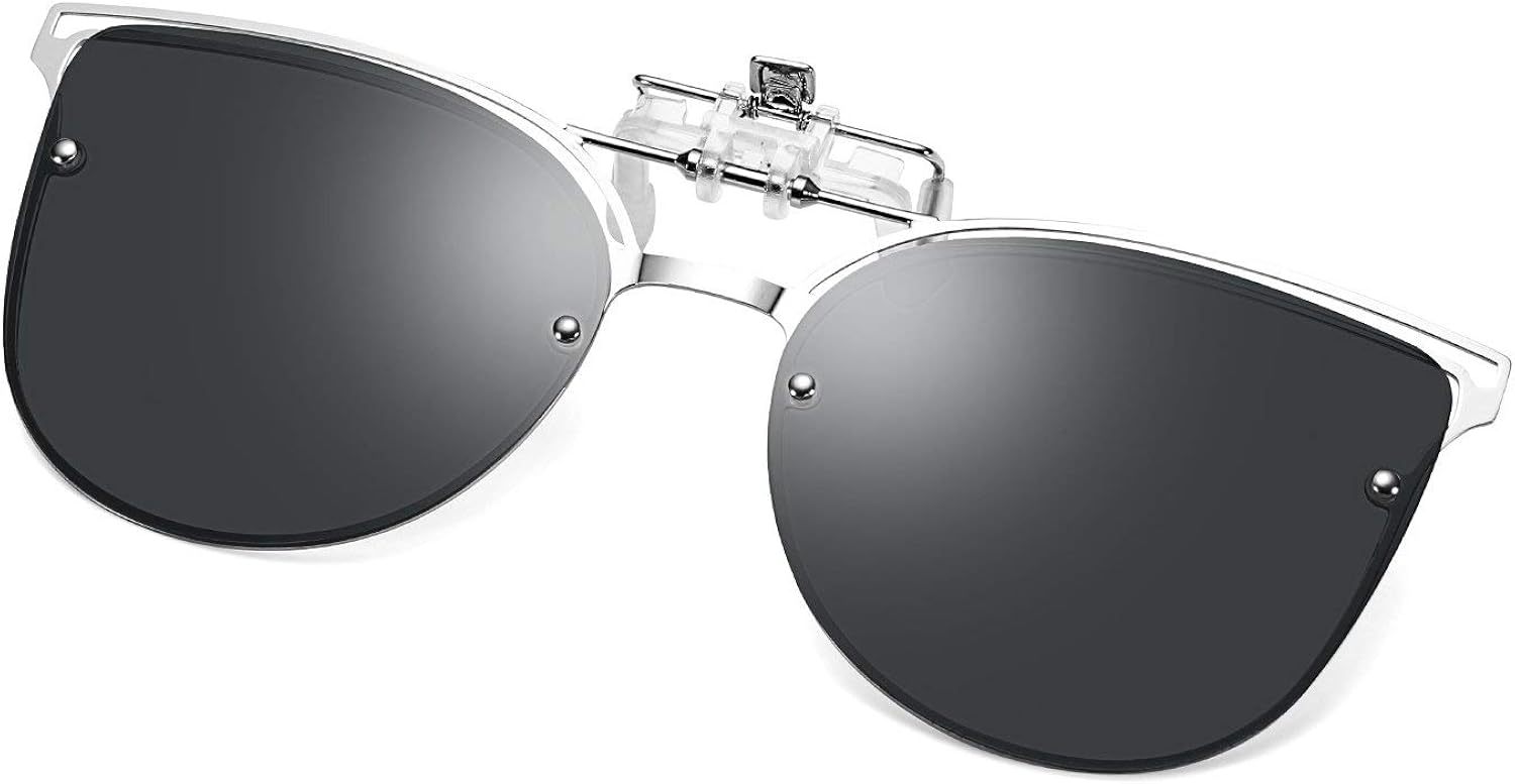 FEISEDY Clip On Polarized Sunglasses Cat Eye Flip for