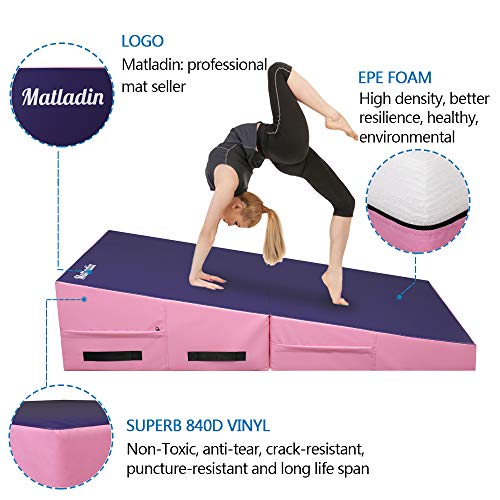 Matladin Folding Gymnastics Cheese Wedge Incline Mat, Gym Fitness