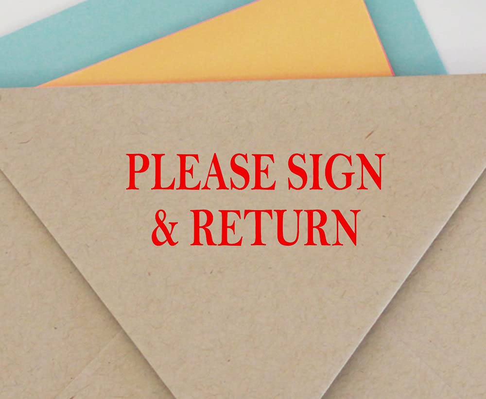 Please Sign & Return Self Inking Rubber Stamp Red Ink Office Stamp Colop Mini Stamper Small