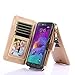 Galaxy Note 4 Case, Note 4 Case, CaseUp 12 Card Slot - [Zipper Cash Storage] Premium Flip PU Leather Wallet Case Cover With Detachable Magnetic Hard Case For Samsung Galaxy Note 4 - Glitter Gold