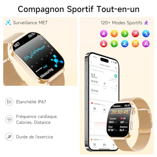2026 New Smartwatch with ECG/Blood Pressure/Mini Health Check/BMI/Uric Acid, 2.2" 3D Curved Screen Smart Watch with 24H Heart Rate/HRV/SpO2/Sleep Monitor, Android/iOS
