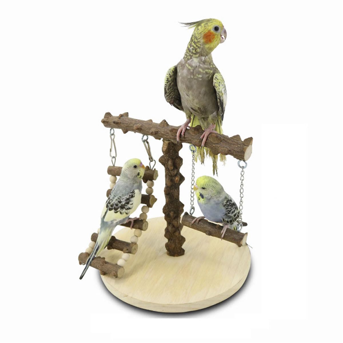 ZYYRSS Wooden Bird Playground, Bird Stand for Parrots, Parakeets, Cockatiels & More, Natural Wood, Stable & Portable