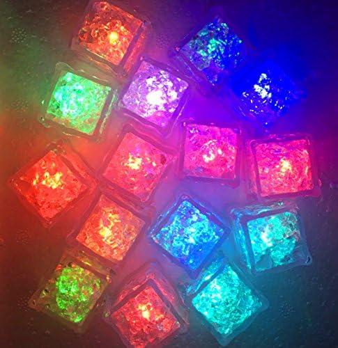 Multicolor Ice Cubes Light, 12-Pack Creative LED Lighting Flashing Liquid Sensor Cube Shape LED Decorative LED Ice Cubes Shape Lights Glow Light Up for Wedding, Club, Bar, Champagne Tower(12 Pack)