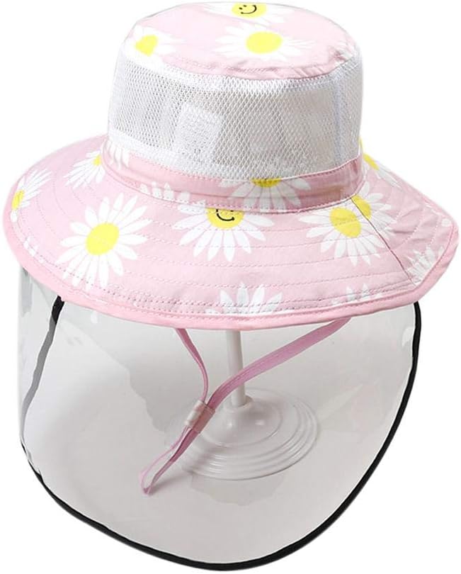 1 Piece Kids Anti-Spitting Protective Hat Dustproof for Age 2-8 Anti-Saliva Outdoor Fisherman Hat with Shield Dustproof Full Face Isolation Anti-Pollution Hat
