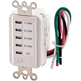 Bathroom Fan Auto Shut Off 60-30-20-10 Minute Preset Countdown Wall Switch Timer White 60-Minute