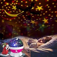 Night Lights for Kids Star Light Projector Stars & Moon Roof-Christmas Gifts - Boys/Girls Bedroom Lights Toys - Room Ceiling Decor - Space Nightlight Projection (Pink)