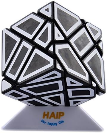 Magic Cube, Haip 3x3 Ghost Cube Puzzle Cube White Stickers Magic Cube Black (Base Holder/Bag Included)