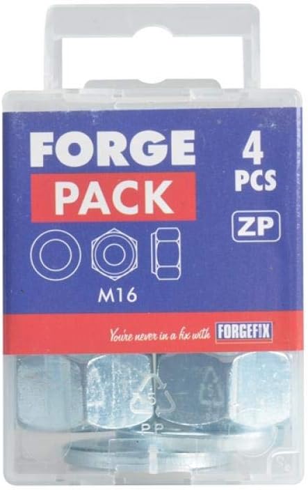 ForgePack Hexagonal Nylon Locking Nuts & Washers, Silver, M16 - Image 4