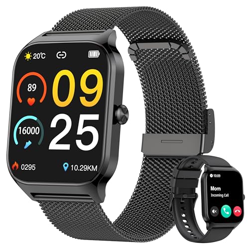 Popglory Smartwatch for Men and Women Calls, 1.85 Inches Health Watch with Blood Pressure, Heart Rate, Sleep, 100+ Sports Fitness Tracker, Pedometer, Compatible with Apple, Samsung, Android