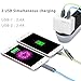 3 Port USB Wall Charger with Auto-ID/SmartID Tech and Foldable Plug for Apple iPhone 7 / 7 Plus,6 / 6 Plus, iPad Air 2 / mini 3, Samsung Galaxy S6 / S6 Edge and More