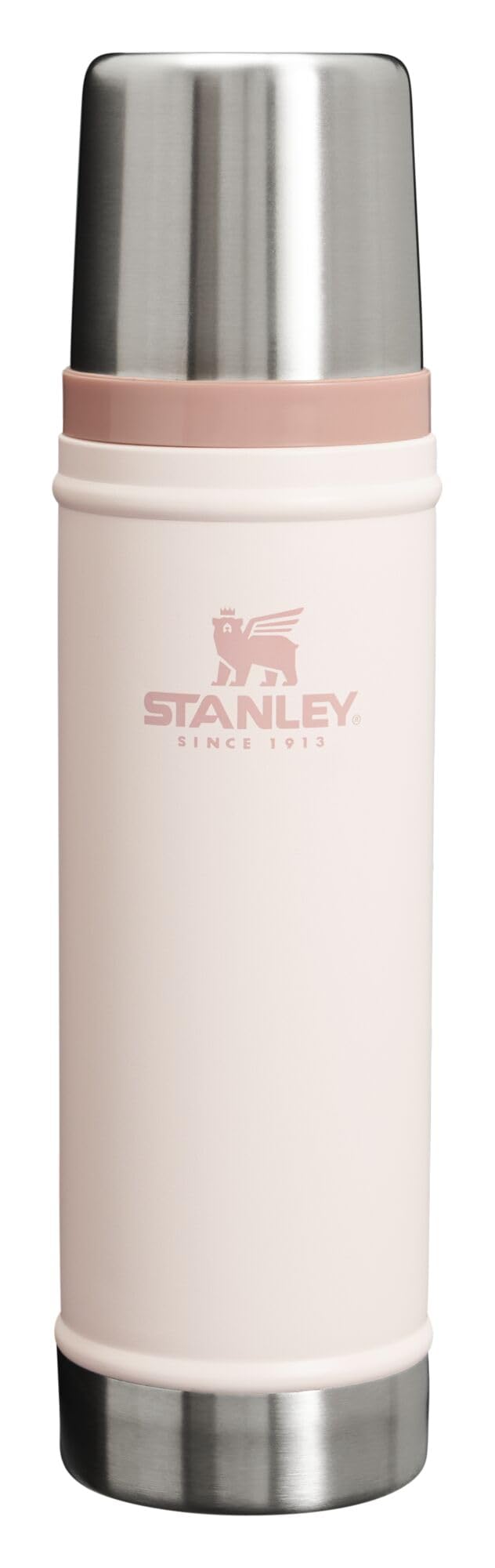 Stanley Classic Legendary Vacuum Bottle 20 oz | Wide Mouth with Leakproof Cup Lid | Keep Drinks Hot or Cold | Packable for Travel | Insulated Stainless Steel Thermal Bottle | BPA-Free | Rose Quartz Image