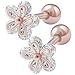 bodyjewellery 2pcs 16g 1/4 Cartilage Earring Stud Flower Barbell Forward Heilix Tragus Lobe Auricle Cartilage Bar Surgical Steel CZ - RG