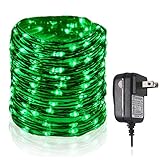 HAHOME Waterproof Led String Lights,33Ft 100 LEDs Indoor and Outdoor Starry Lights with Power Supply for Christmas Wedding and Party Decoration,Green