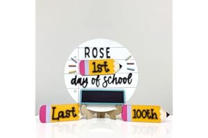MDPrints Global 3D First and Last Day School Sign, Reusable 10'' Round Wooden Sign for Kids, Kindergarten to Grade 2
