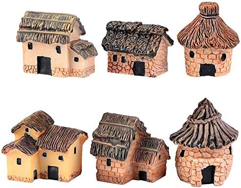6 Pcs Miniature Fairy Garden Stone Houses Dollhouse Diy Decor