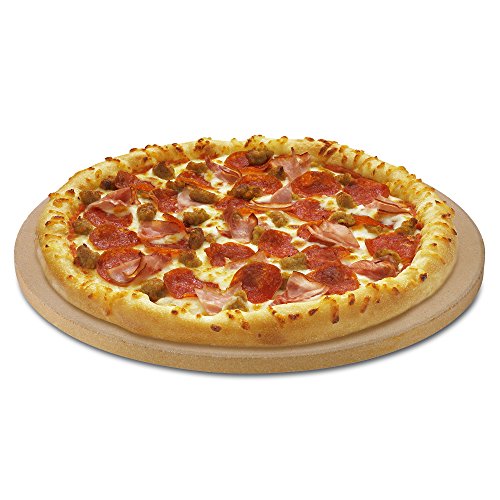 Unicook Pizza Stone for Grill Oven, 15 Inch Round Baking Stone, Heavy Duty Cordierite Bread Cooking Pan, Thermal Shock Resistant, Ideal for Making Crisp Crust Pizza, Bread and More, Includes Scraper