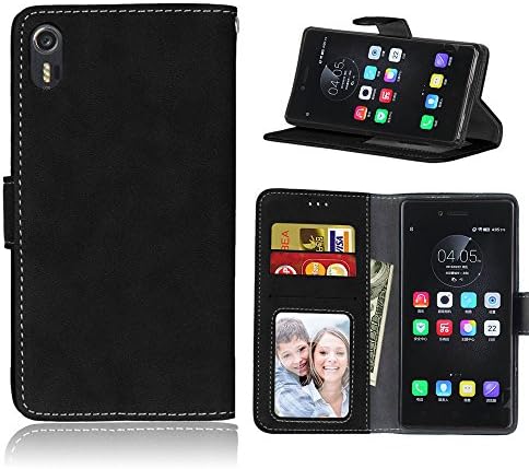 Janeqi for Lenovo Vibe Shot/Z90 Case Cover - Vintage frosted flip leather case anti-fall card bag business Case Cover - H2/black