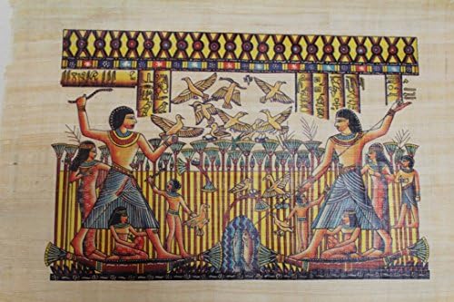 iRSE Art Egyptian Genuine Papyrus, Ancient Egypt paper, hand made wall paper, artistic drawing, archaeologist picture image, Best Christmas Gift (Shape34)