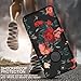 RabeMall Case for iPhone 7 Plus Three Layer Hybrid Shockproof Smooth Beautiful Fashion Color Rose Flowers Case for Girls/Women,Floral Black
